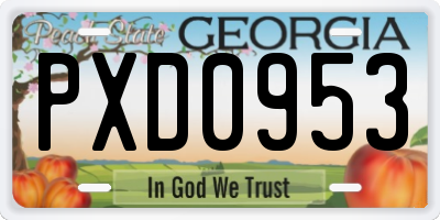 GA license plate PXD0953