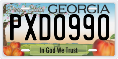 GA license plate PXD0990