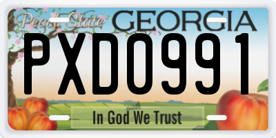GA license plate PXD0991