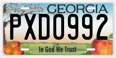 GA license plate PXD0992