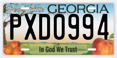 GA license plate PXD0994