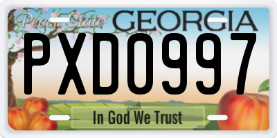 GA license plate PXD0997