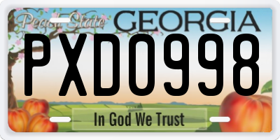 GA license plate PXD0998