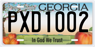 GA license plate PXD1002