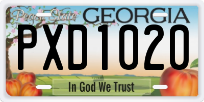 GA license plate PXD1020