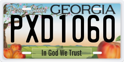 GA license plate PXD1060