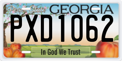 GA license plate PXD1062