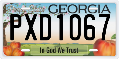 GA license plate PXD1067