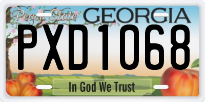 GA license plate PXD1068