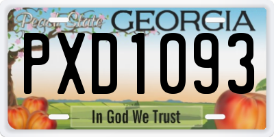 GA license plate PXD1093