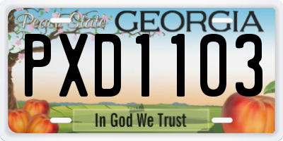 GA license plate PXD1103
