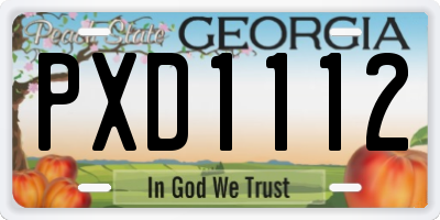 GA license plate PXD1112