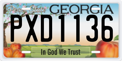 GA license plate PXD1136