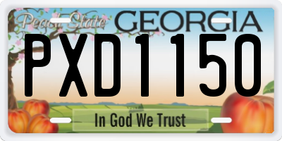 GA license plate PXD1150