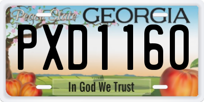 GA license plate PXD1160