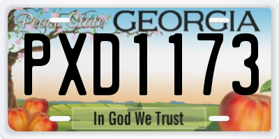 GA license plate PXD1173