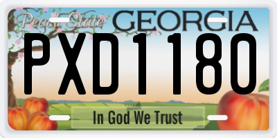 GA license plate PXD1180