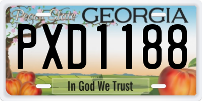 GA license plate PXD1188