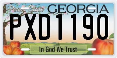 GA license plate PXD1190