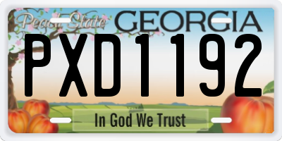 GA license plate PXD1192