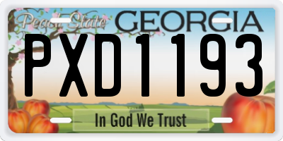 GA license plate PXD1193