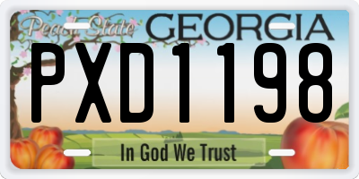 GA license plate PXD1198