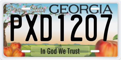 GA license plate PXD1207