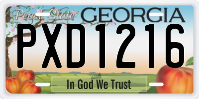 GA license plate PXD1216