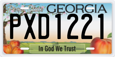 GA license plate PXD1221