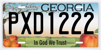 GA license plate PXD1222