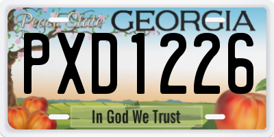 GA license plate PXD1226