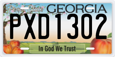 GA license plate PXD1302