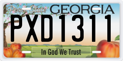 GA license plate PXD1311