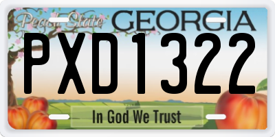 GA license plate PXD1322