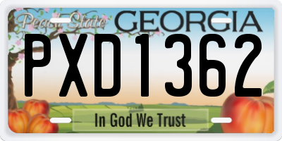 GA license plate PXD1362