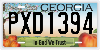 GA license plate PXD1394