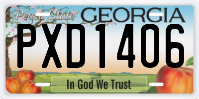 GA license plate PXD1406