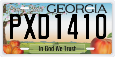 GA license plate PXD1410
