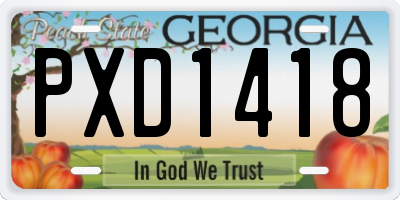 GA license plate PXD1418