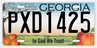 GA license plate PXD1425