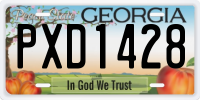 GA license plate PXD1428