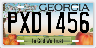 GA license plate PXD1456