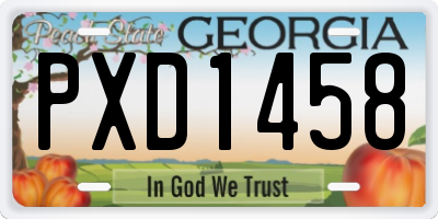 GA license plate PXD1458
