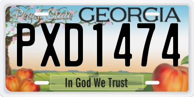 GA license plate PXD1474