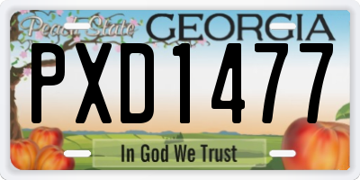 GA license plate PXD1477