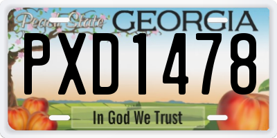 GA license plate PXD1478