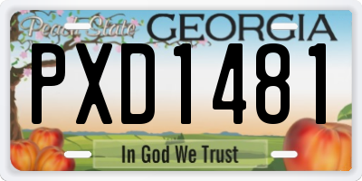 GA license plate PXD1481
