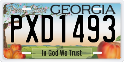 GA license plate PXD1493