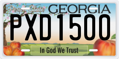 GA license plate PXD1500