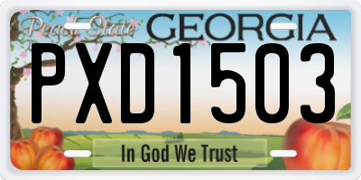 GA license plate PXD1503